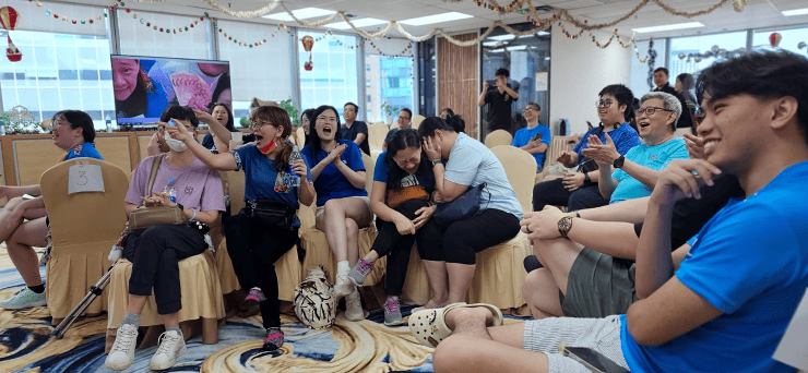 Participants putting through a faces recognition tests.